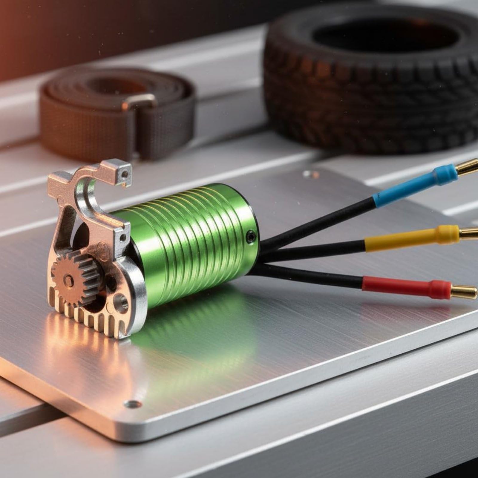 F Fityle Componente de Transmisión de Vehículo Motor para Coche RC Montaje Piñón Tornillos y Llave Carcasa Metálica y Cableado Previo Adecuado para Reposición
