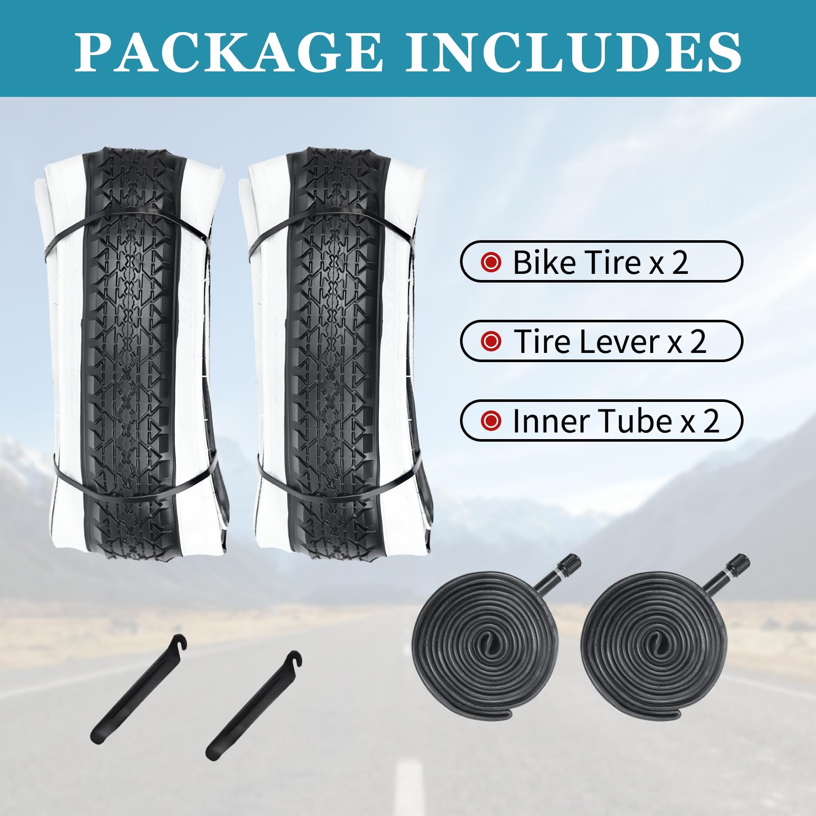26 Zoll Fahrradreifen – 2 Pack, 26 X 2,125, Faltbar | Mit Schlauch, Für Cruiser & City-Bikes