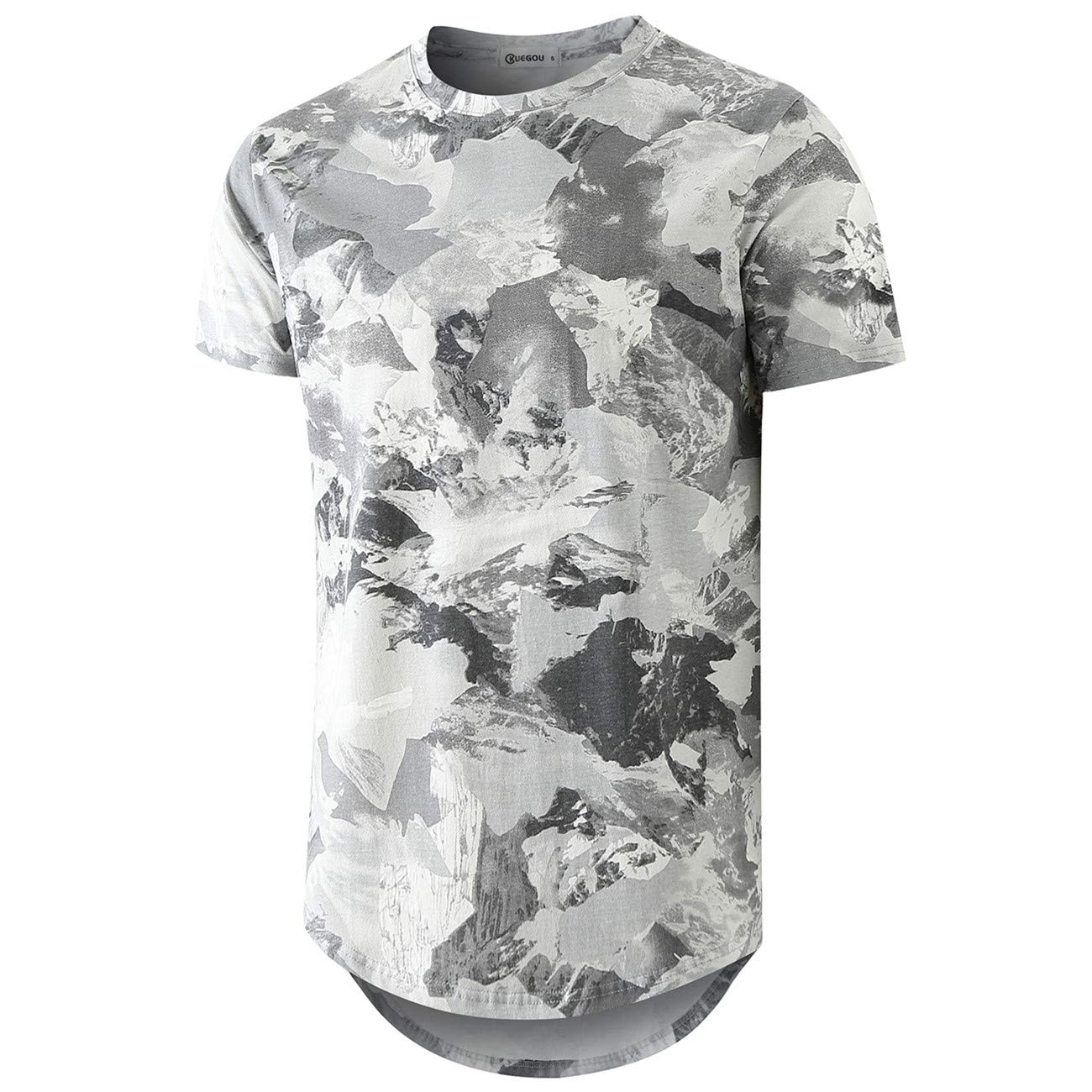 Mens Hip Hop Tie-Dyed Hipster Curve Hem T Shirt