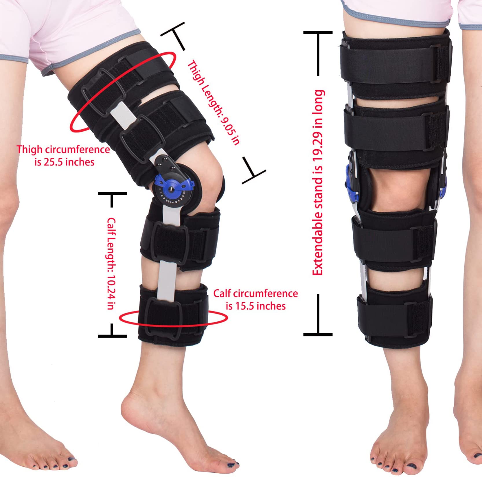 Rodillera articulada Postoperatorio Rodillera Anclaje Rodillera Ajustable Anclaje con estabilizador de Pierna Lateral para desgarro de menisco, Artritis, ACL, PCL, rehabilitación ortopédica
