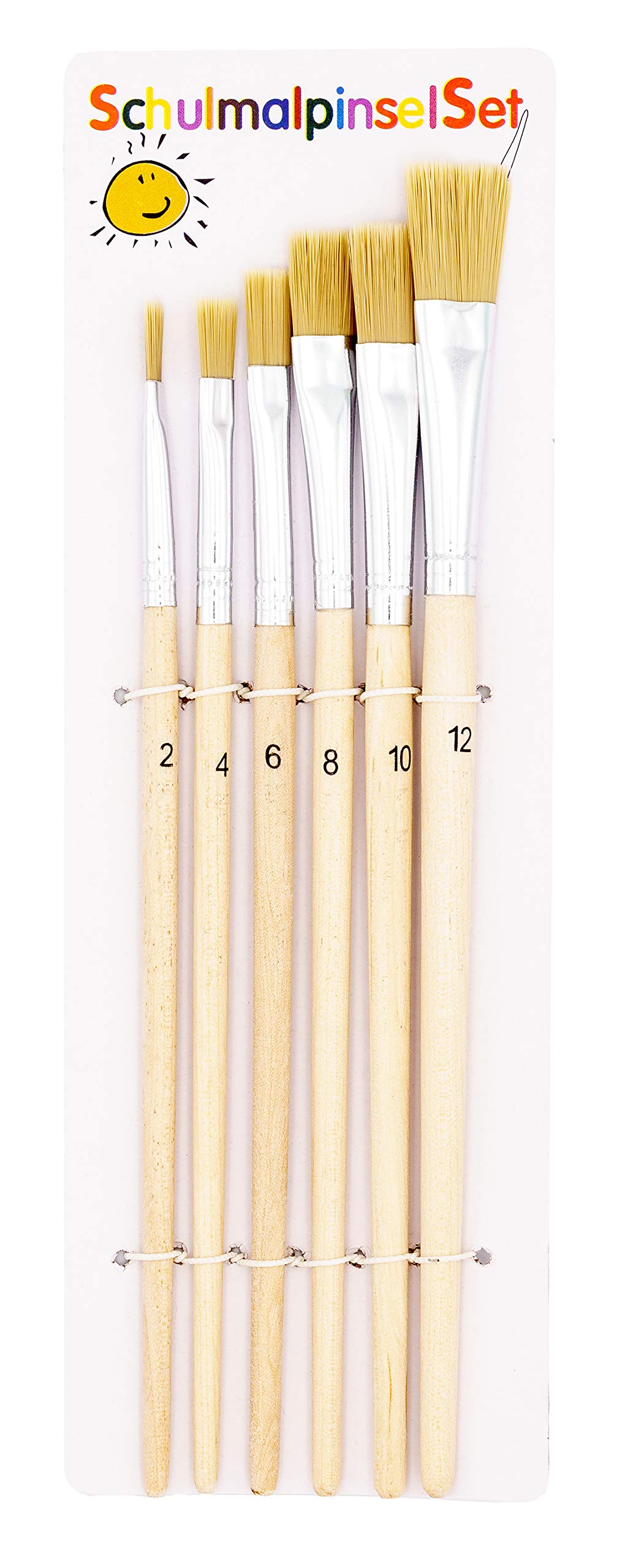 Conipa Set Di 12 Pennelli Per Pittura – Scuola, Hobby E Artigianato – Setole Fini E Piatte, Manici Colorati, Da 1 A 14 – Ideale Per Studenti E Artisti