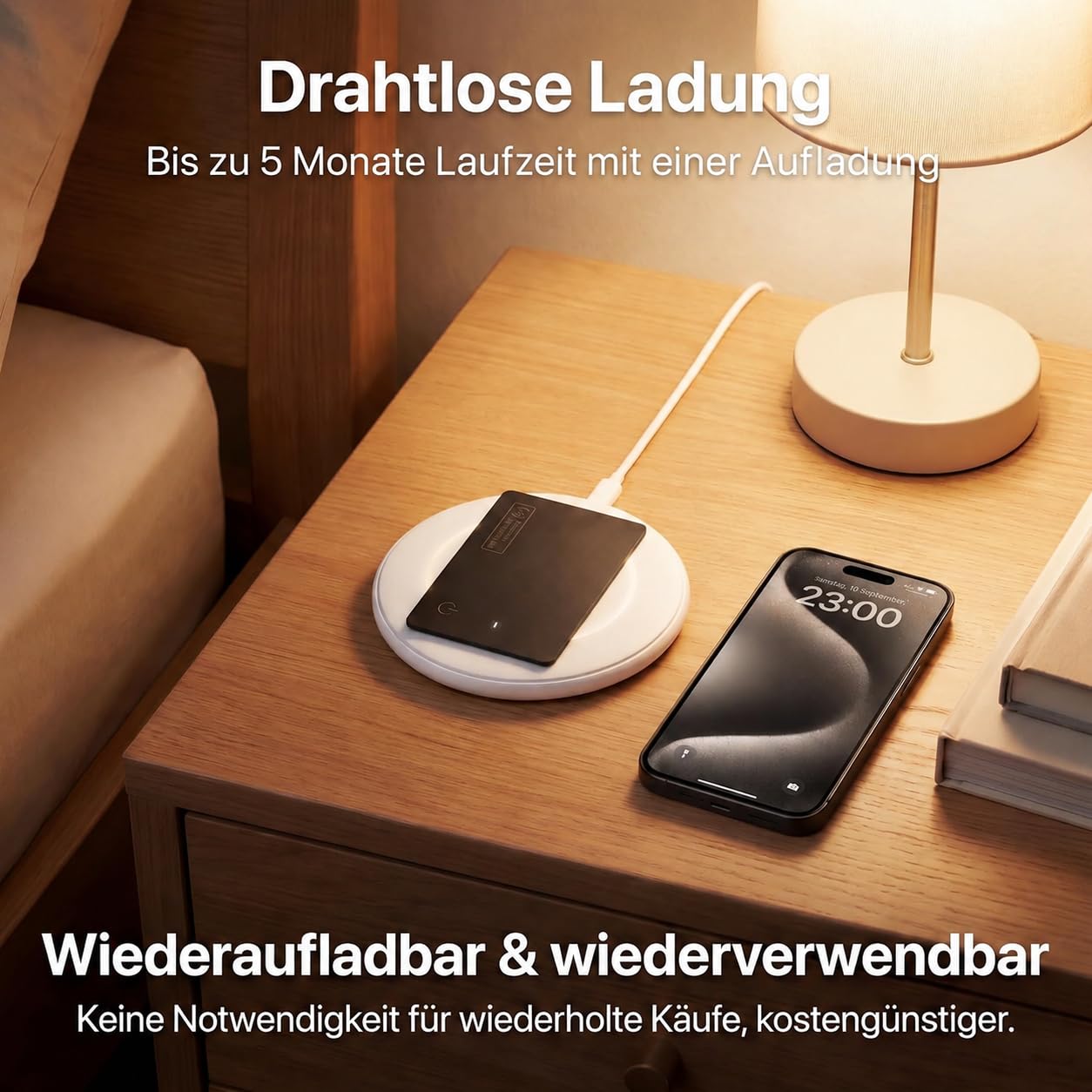 Air Tracker Karte Tag Wiederaufladbarer,kompatibel mit Apple Wo ist? & Find My (nur iOS), IP68 wasserdicht – Slim Schlüssel-Tracker für Geldbeutel, Reisepass, Koffer (2er-Pack) Schwarz