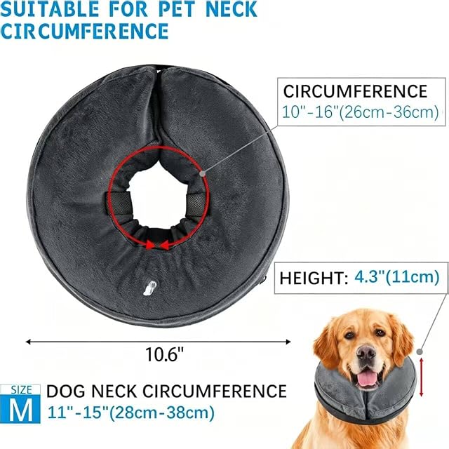 Foto 2 de 7 de Collarín inflable para perro, collar de perro ajustable, protección contra fugas