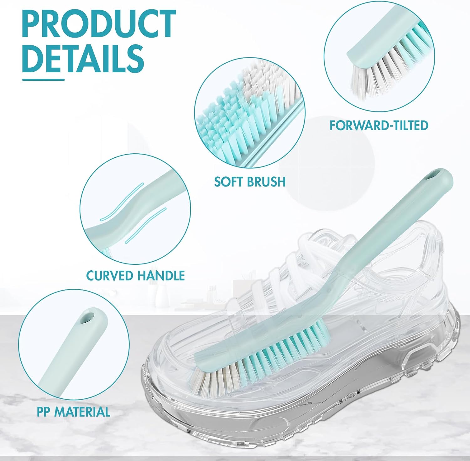 Household Laundry Brush Shoe Brush, PP Plastic Sturdy Handle & PBT Soft Bristle Cleaning Brush, Professional Scrub Brush for Cleaning Fabrics Clothes Floors Bathrooms