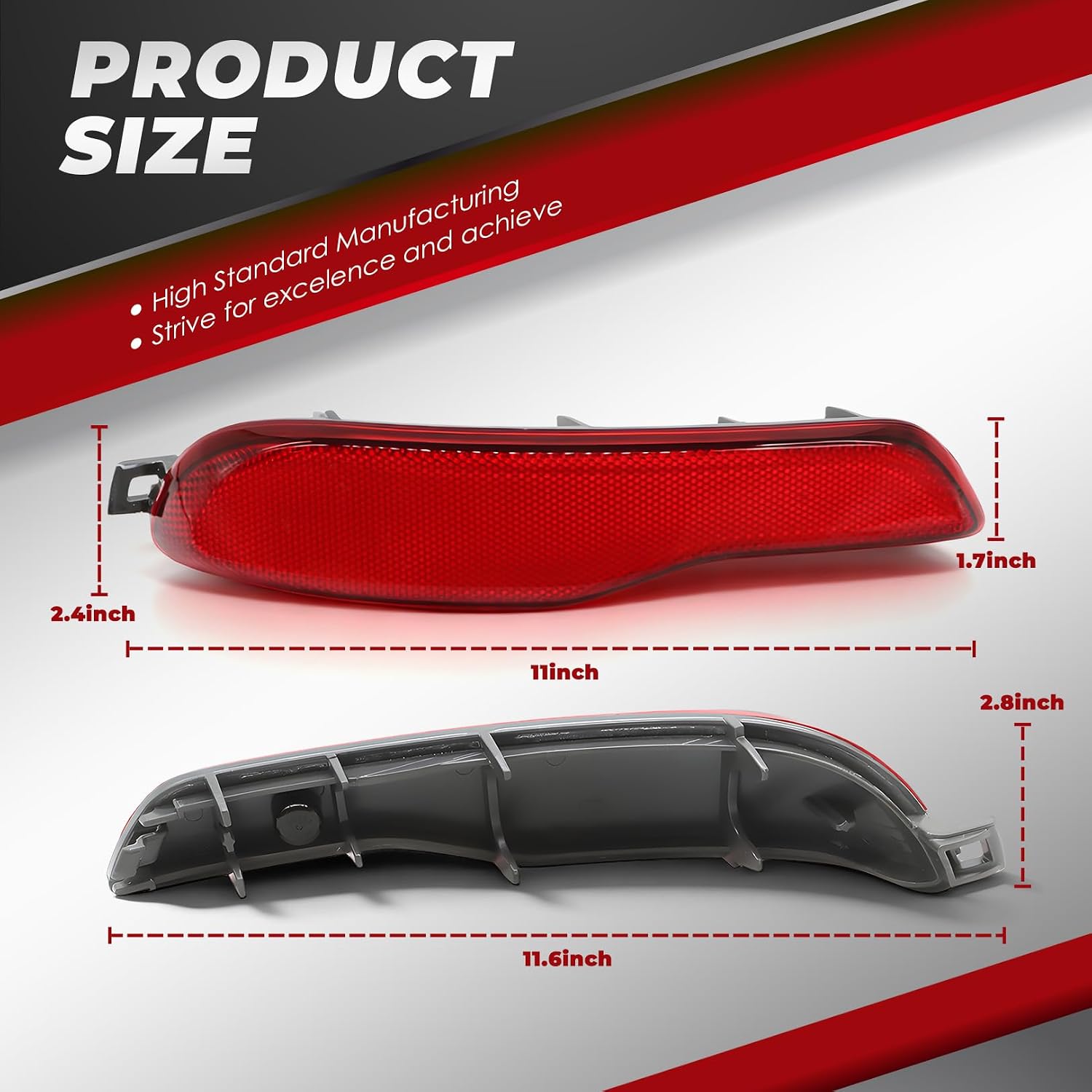Nakkaa Left Rear Bumper Reflector 68105145AC Compatible with Cherokee 2014 2015 2016 2017 2018 Driver Side