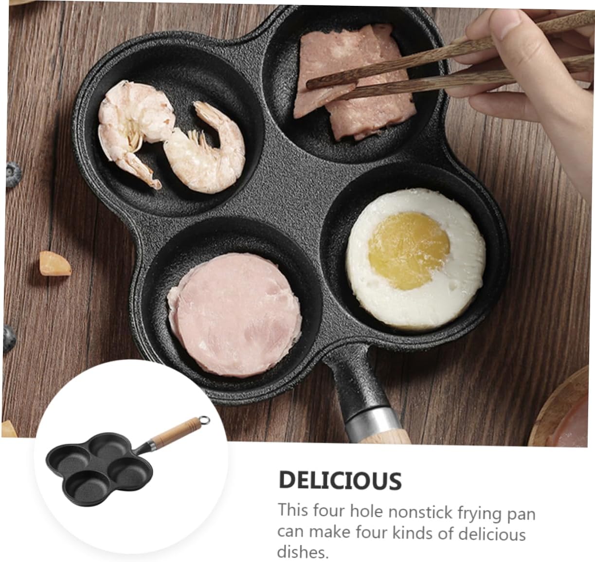 Cabilock Egg Frying Pan Non-stick Omelette Skillet Thicken Iron Mould for Quick Breakfast Cooking for Gas and Induction Stoves Easy to Clean and Portable