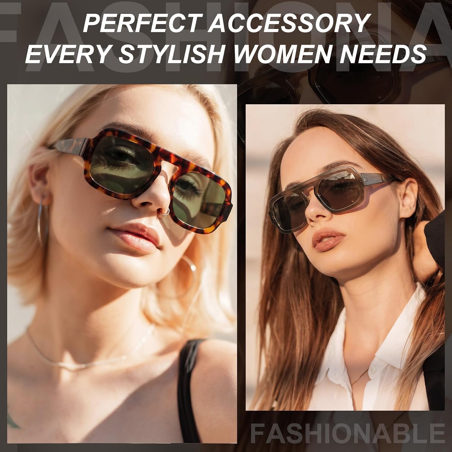  3 Pack Flat Top Square Aviator Sunglasses UV400 Protection Outdoor thumbnail