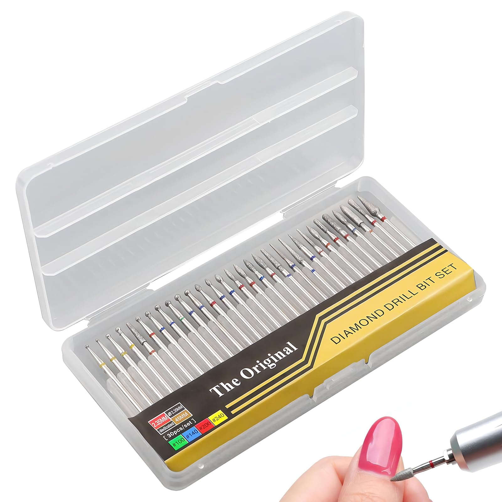 Set di 30 punte per fresa per unghie, fresa per unghie, punte per cuticole con aste da 3/32 pollici per manicure, cura delle unghie, mani e piedi