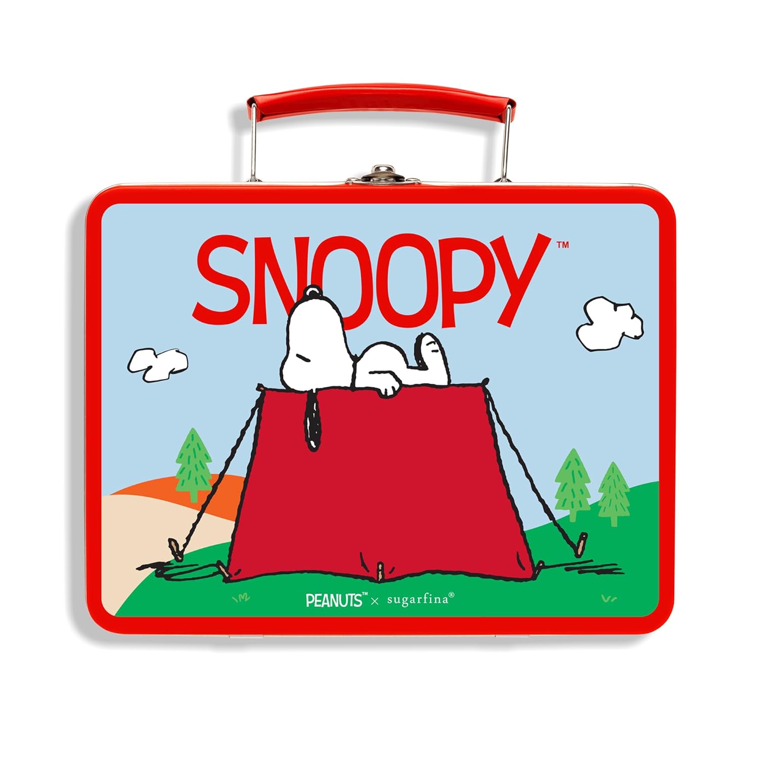 Peanuts x Sugarfina 3 Piece Candy Lunch Box | Chocolate Biscuits, Jelly Bears, Lemonade Stars