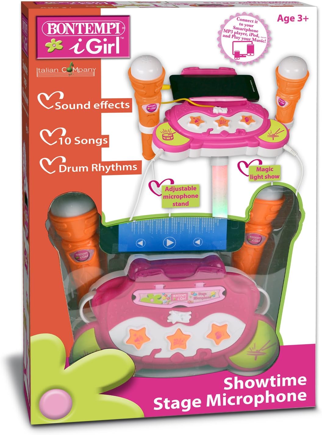 Bontempi iGirl Showtime Stage Microphone with 2 Microphones, close-up of control panel