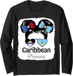 Caribbean Princess Roots Antigua and St Lucia Mix Heritage Long Sleeve T-Shirt