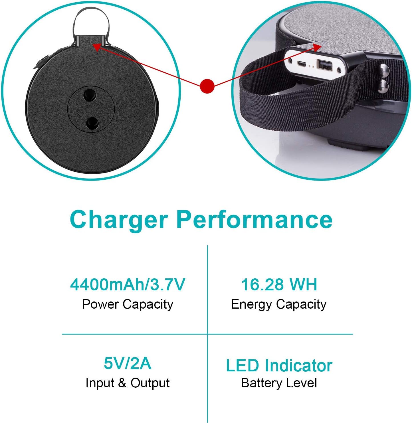 Portable Telescopic Stool with Mobile Charger 4400mAh, Collapsible Stool Built-in Phone Charger for iPhone Android, Foldable Seat for Camping Hiking Fishing Picnic Max Load 400lbs