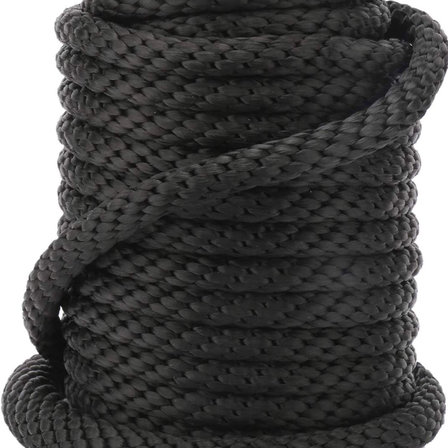 NovelBee 1/2" x 50' Premium Solid Braid MFP Anchor Line,Best Polypropylene Rope with Stainless Steel Thimble (Black)