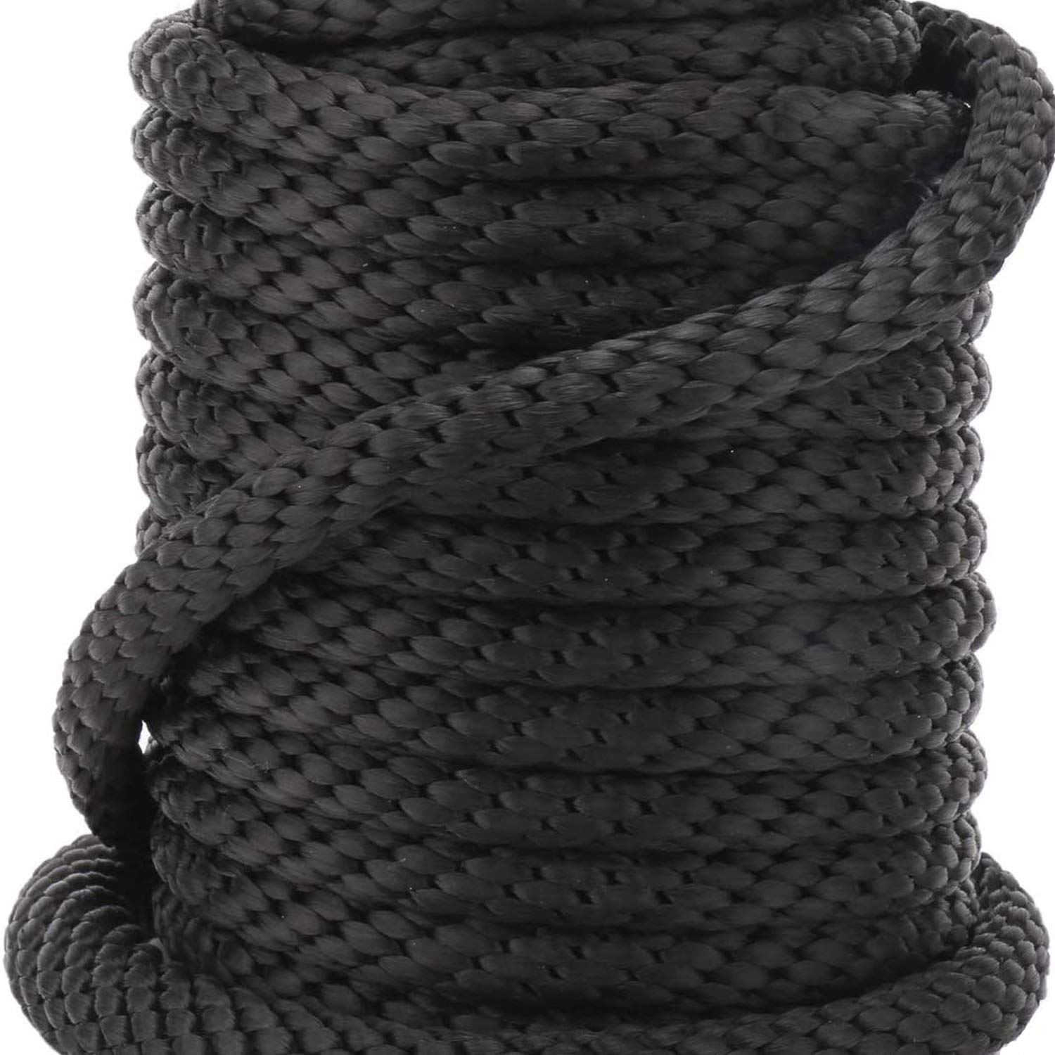 NovelBee Ligne d'ancrage multifonction tressée solide de qualité supérieure, meilleure corde en polypropylène avec dé à coudre en acier inoxydable 1/2" x 50', noir