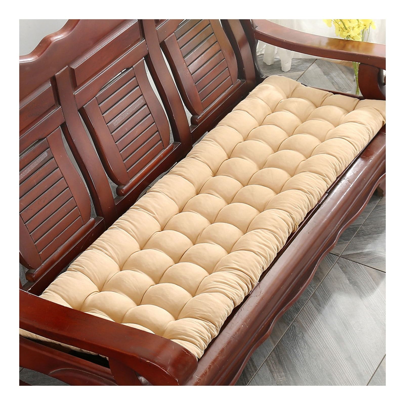 Coussin de banc 3 places avec sangles pour une assise épaisse de 8 cm