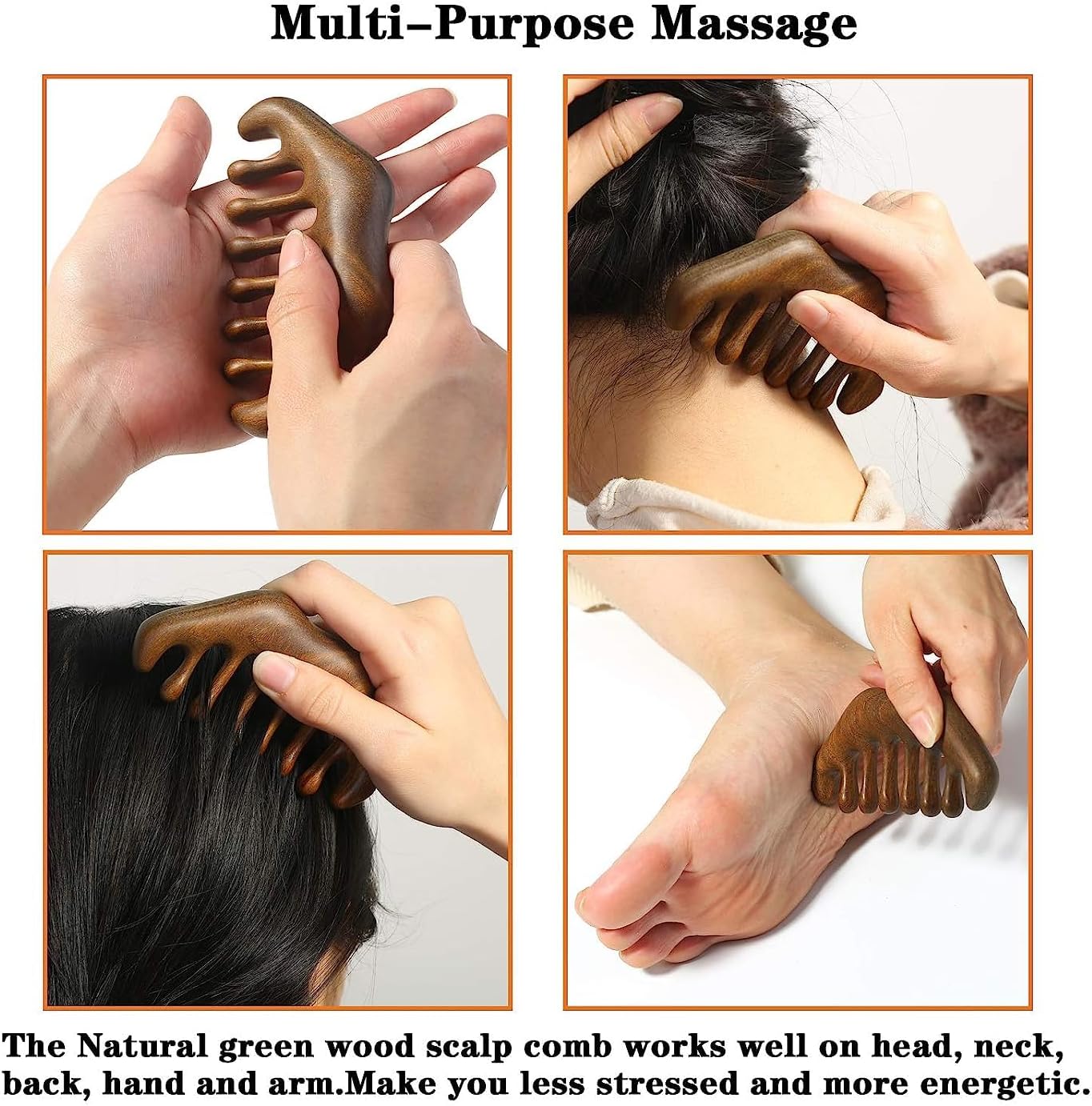 OULIGET Massage Wooden Comb,Wide Tooth Hair Comb, Scraping Scalp Massage image 4