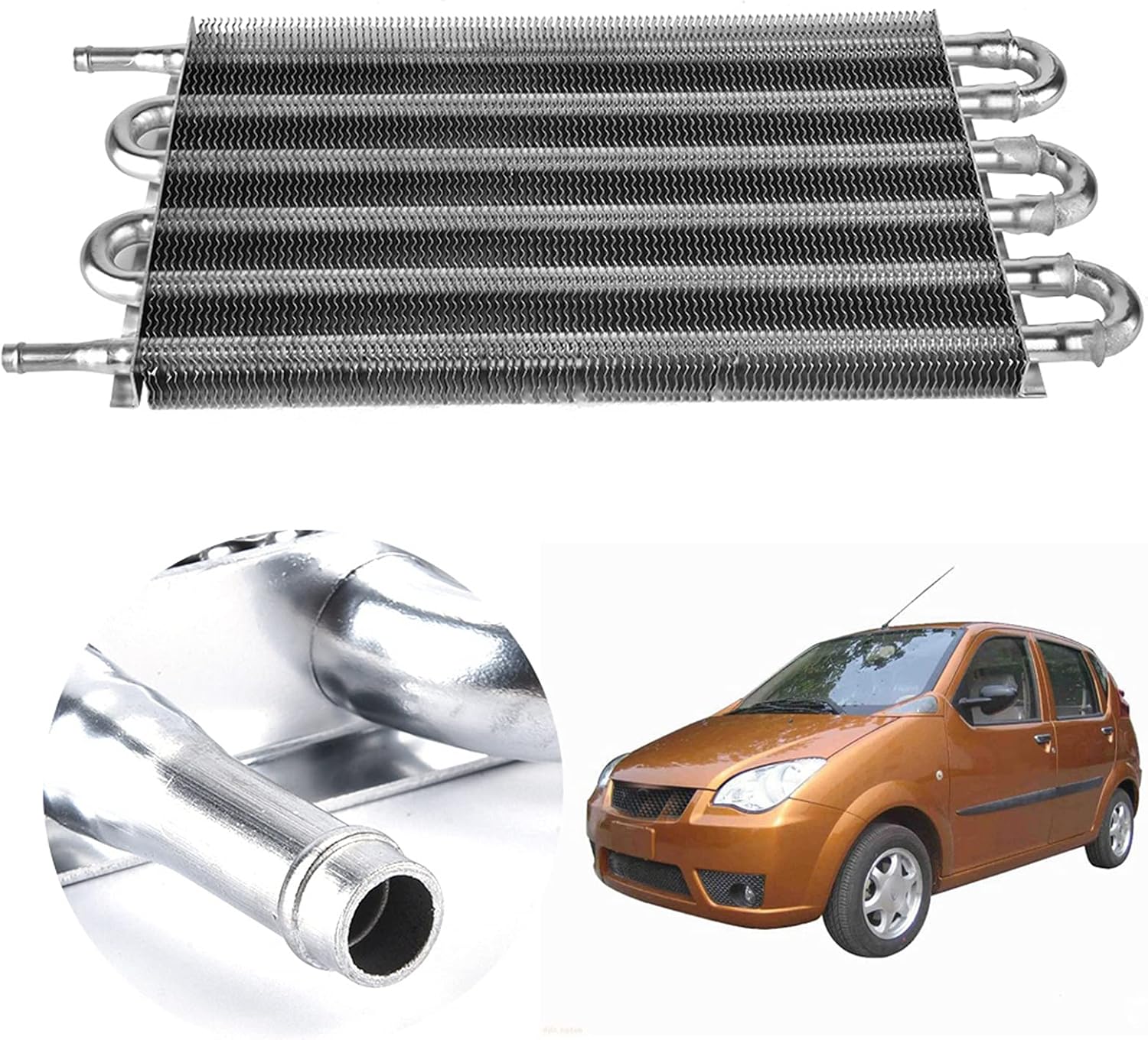 Transmission Oil Cooler Kit, 6 Row, Aluminum Alloy, Universal Fit - Efficient Cooling, Durable Construction, Easy Installation for Car Engine and Transmission