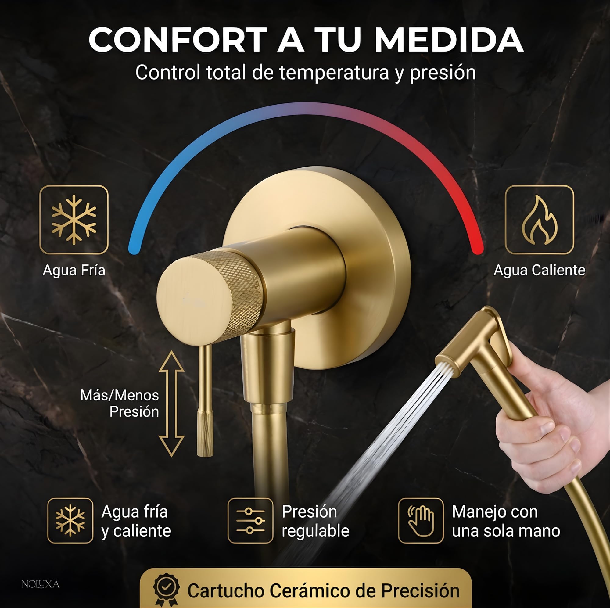 IMEX - Bidet bateria do zabudowy do toalety, prysznic bidet, zimna i gorąca woda, higieniczna głowica prysznicowa do toalety bidet, spryskiwacz bidet, zamiennik bidetu, łatwa instalacja (szczotkowane