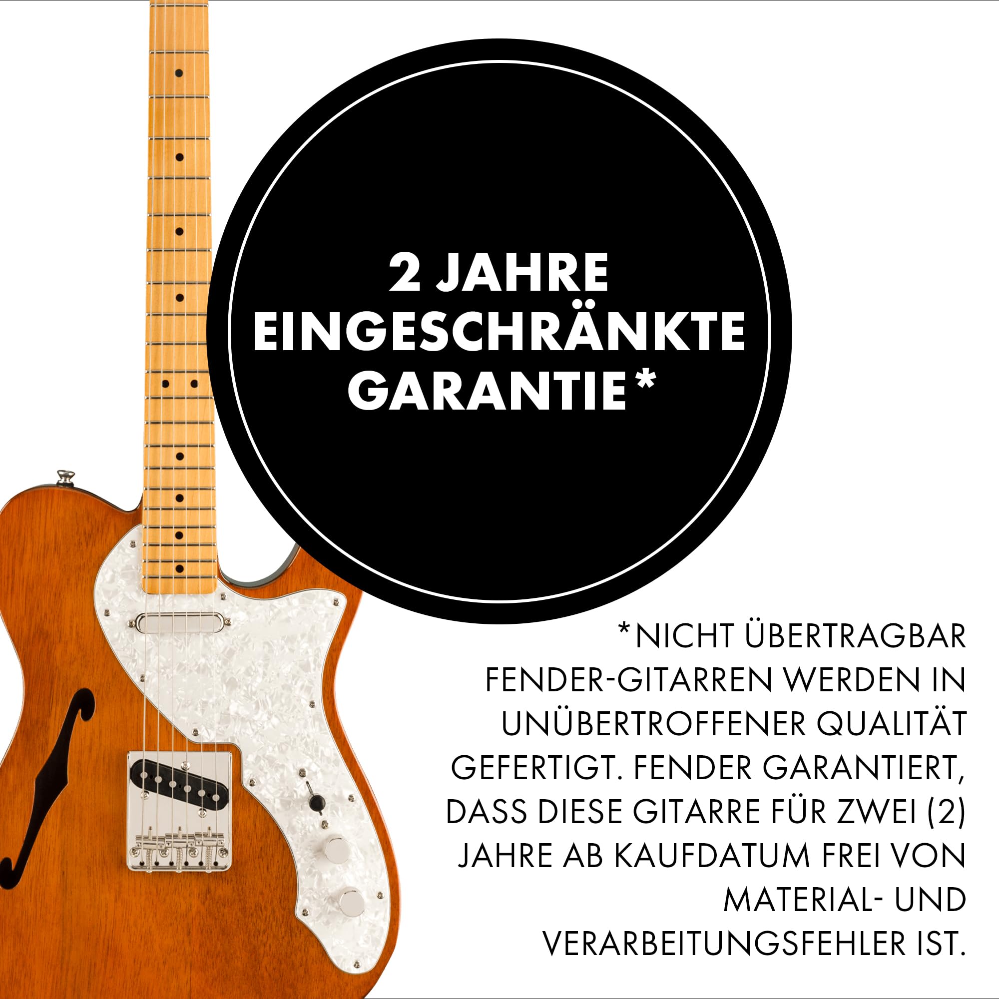 Squier by Fender Classic Vibe 60s Telecaster Thinline, E-Gitarre, Semi-Hollow, Ahornhals, Single-Coil Pickups, Elektrogitarre für Anfänger und Profis, Natur, Vintage-Stil