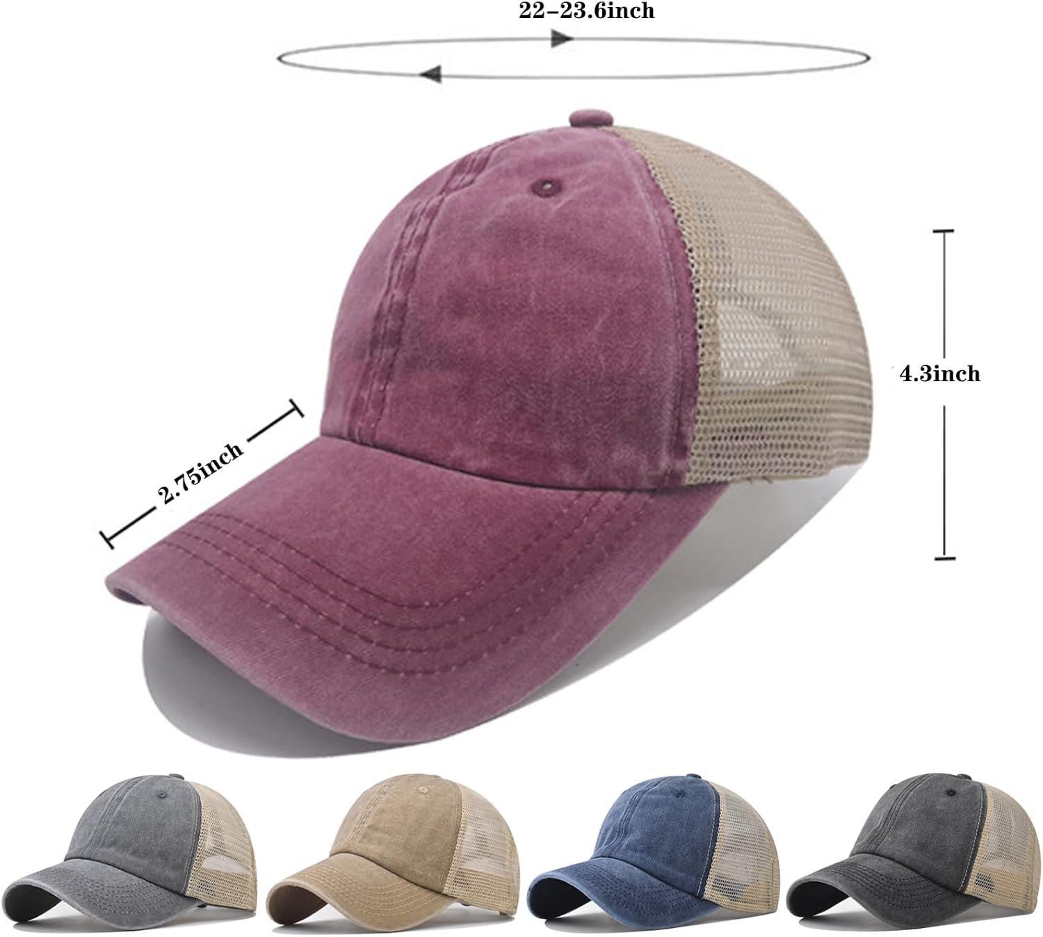 2-6 Packs Vintage Washed Plain Baseball Cap Distressed Dad Golf Hat for Men Women - Image 2