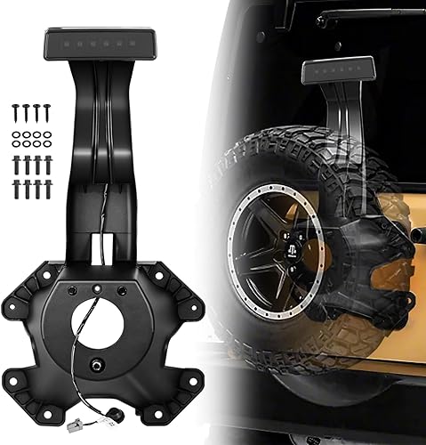 Soporte de Montaje para Neumáticos de Repuesto Soporte del Portador de Neumático con Tornillos y Tercera Luz de Freno Central de Montaje Alto con
