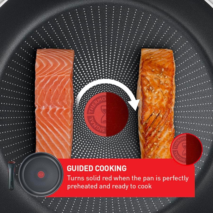 Miniatura 6 de Tefal Ingenio Easy On - Juego de ollas y sartenes de 13 piezas, apilables, fácil limpieza, revestimiento antiadherente, indicador de calor, mango