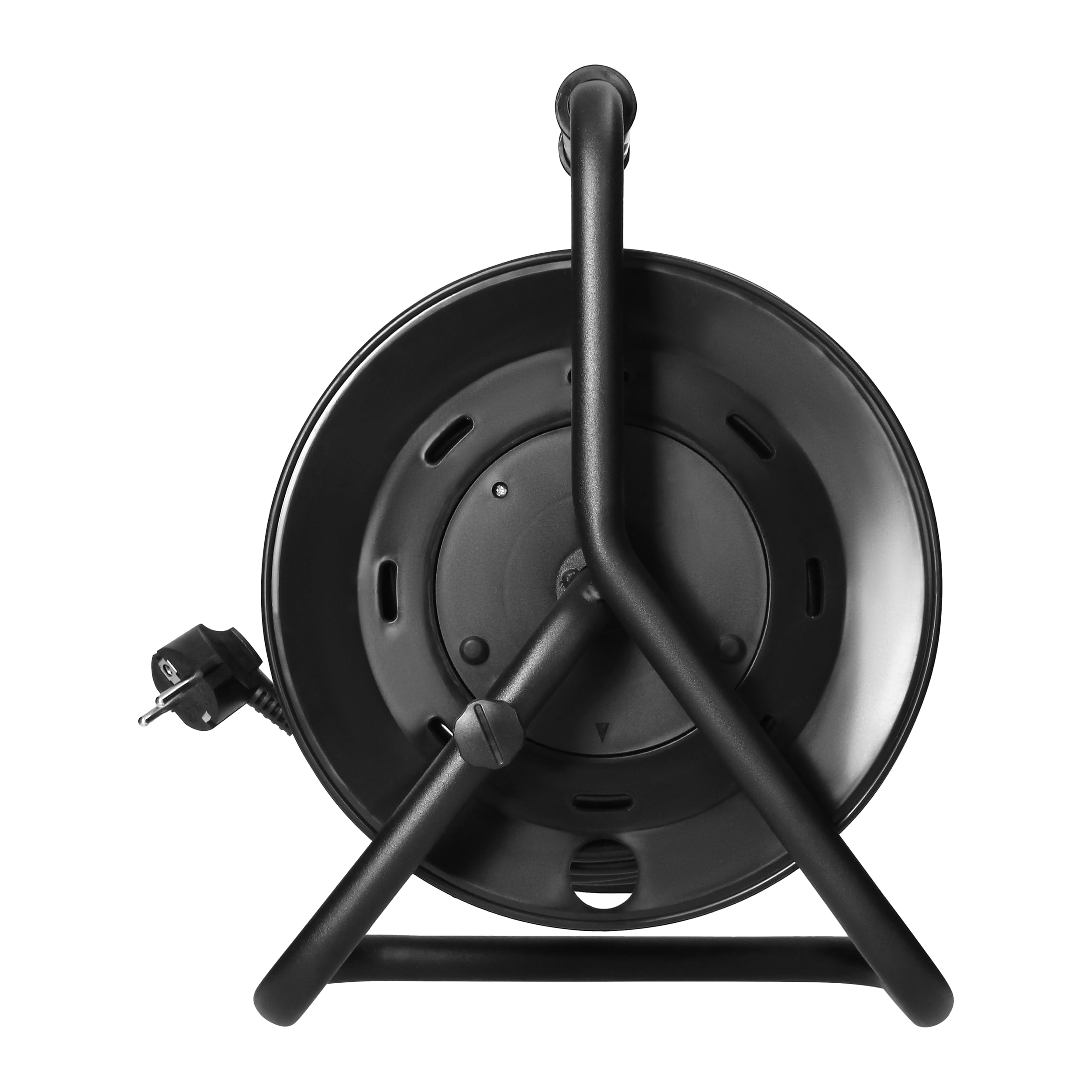 Tambor Alargador Enchufe | Enrollador de Cable con 4 Tomas Schuko 2P+T | Cable PVC H05VV-F 3G1,5mm² | Disyuntor Térmico y Cortacircuitos | IP20 Interior (25 metros)