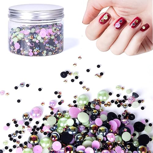 Cuentas de diamantes de imitación de perlas de resina de 4.23oz para manualidades, diamantes de imitación de perlas de 0.39 a 0.39 pulgadas para