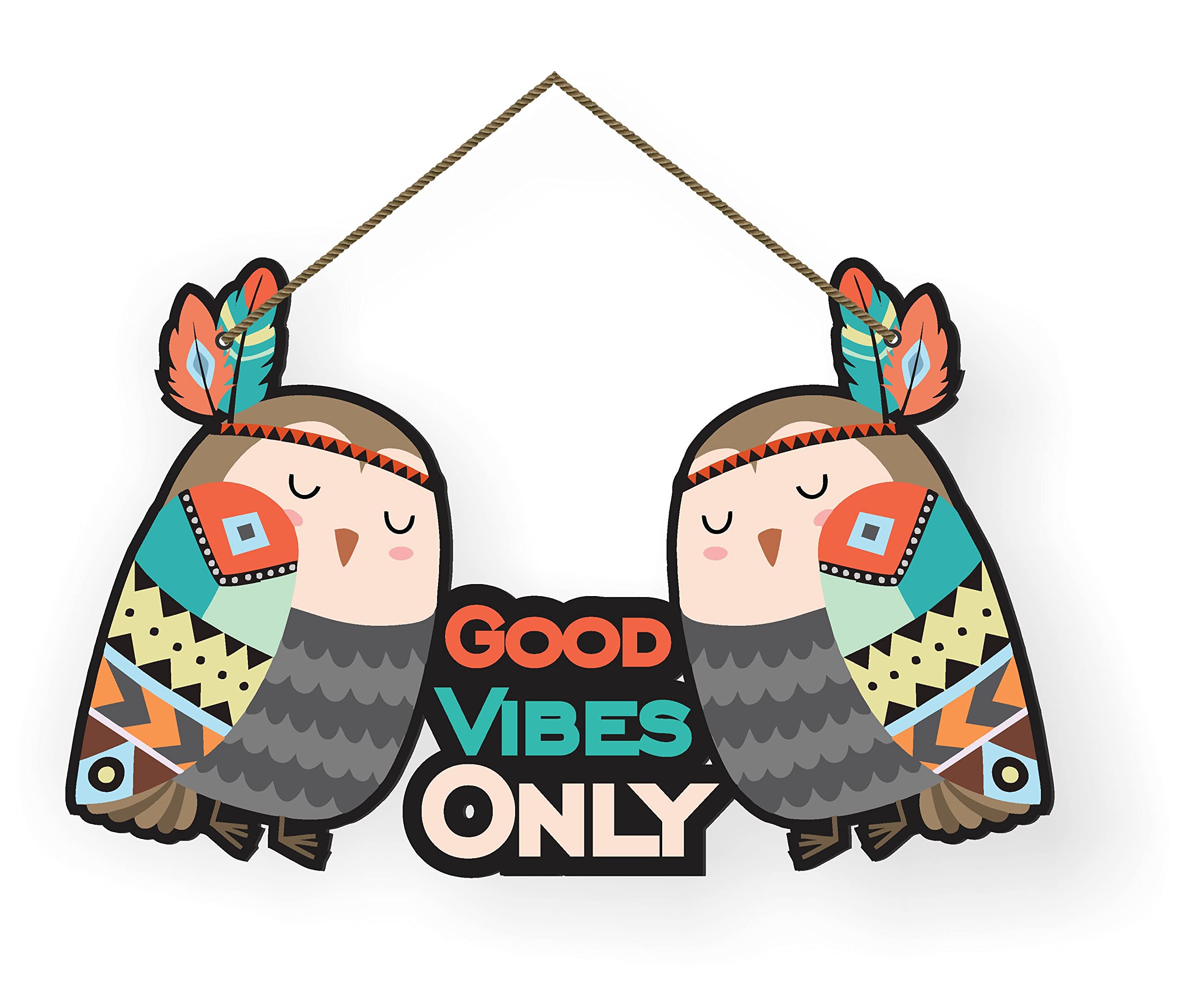 KK Craft Beautiful Wall Hanging For Wall Decor, Wall Hanging For Living Room, Office, Bedroom, Wall Decorative Wooden UV Printed Wall Hanging (Good Vibes Only)