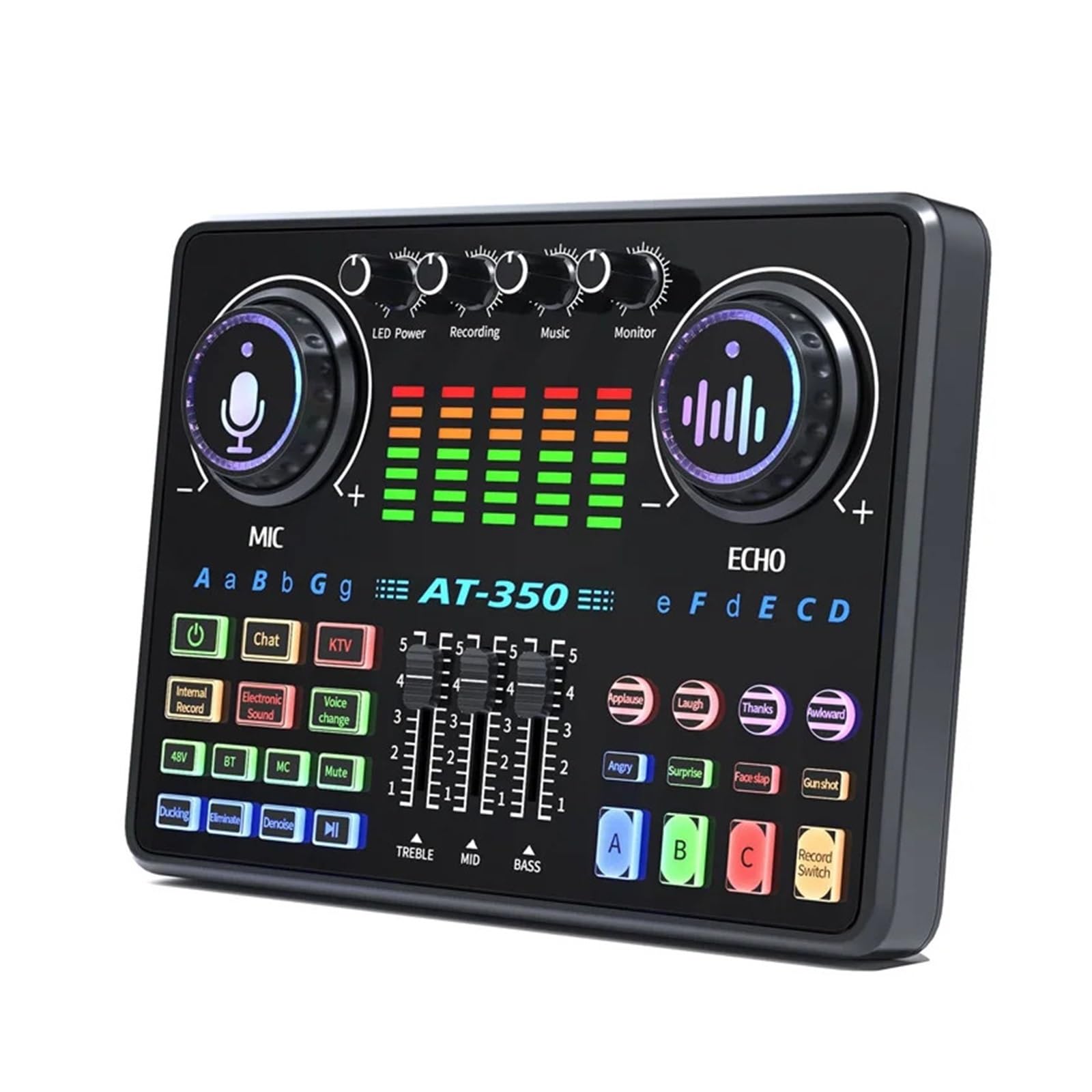 Tarjeta De Sonido En Vivo AT350, Equipo De Podcast, Micrófono Bluetooth, Mezclador De Audio, Mezcladores De Sonido, Cambiador De Voz For Transmisión En Vivo Y Karaoke