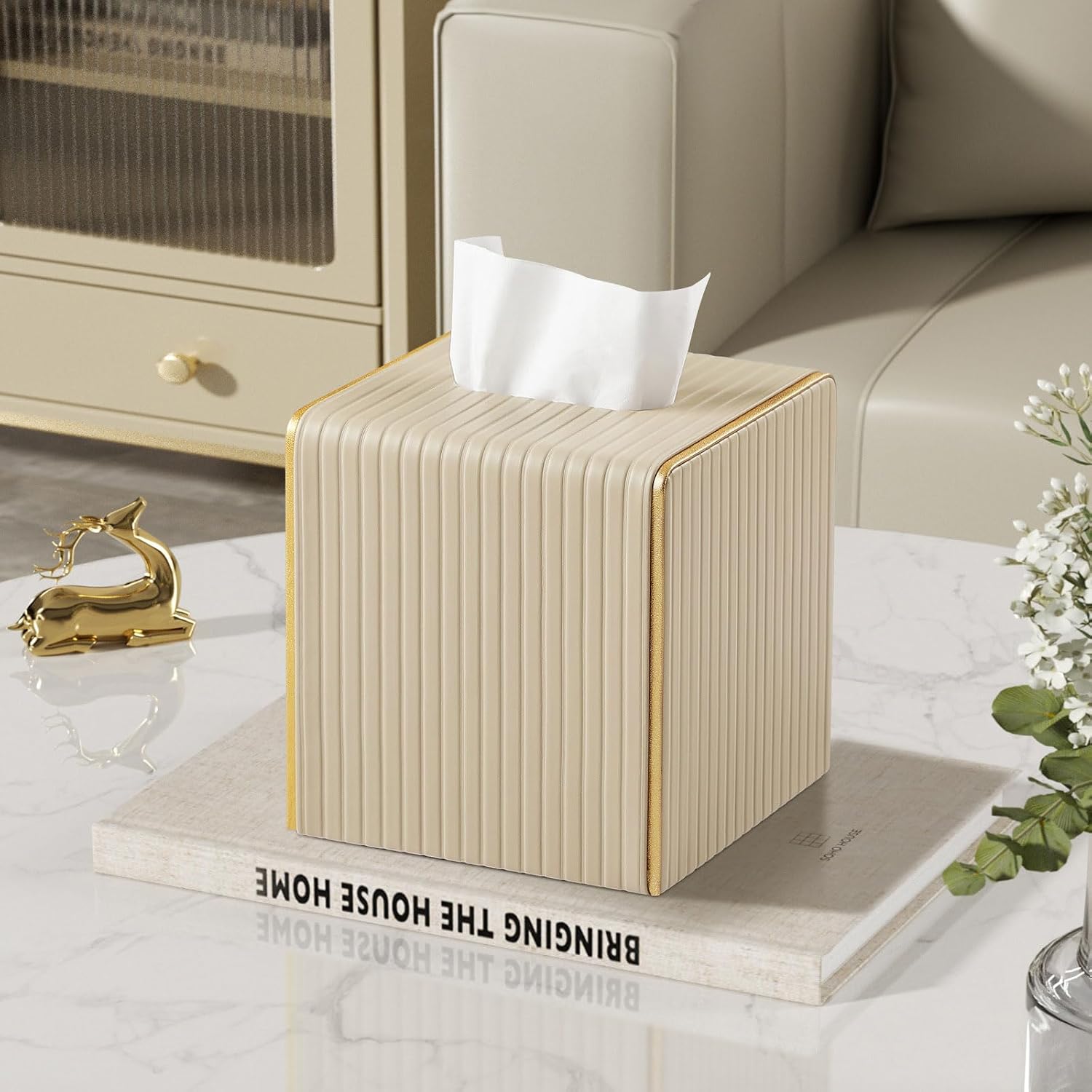 Premium PU Leather Paper Towel Dirt Easy Leather Tissue Box