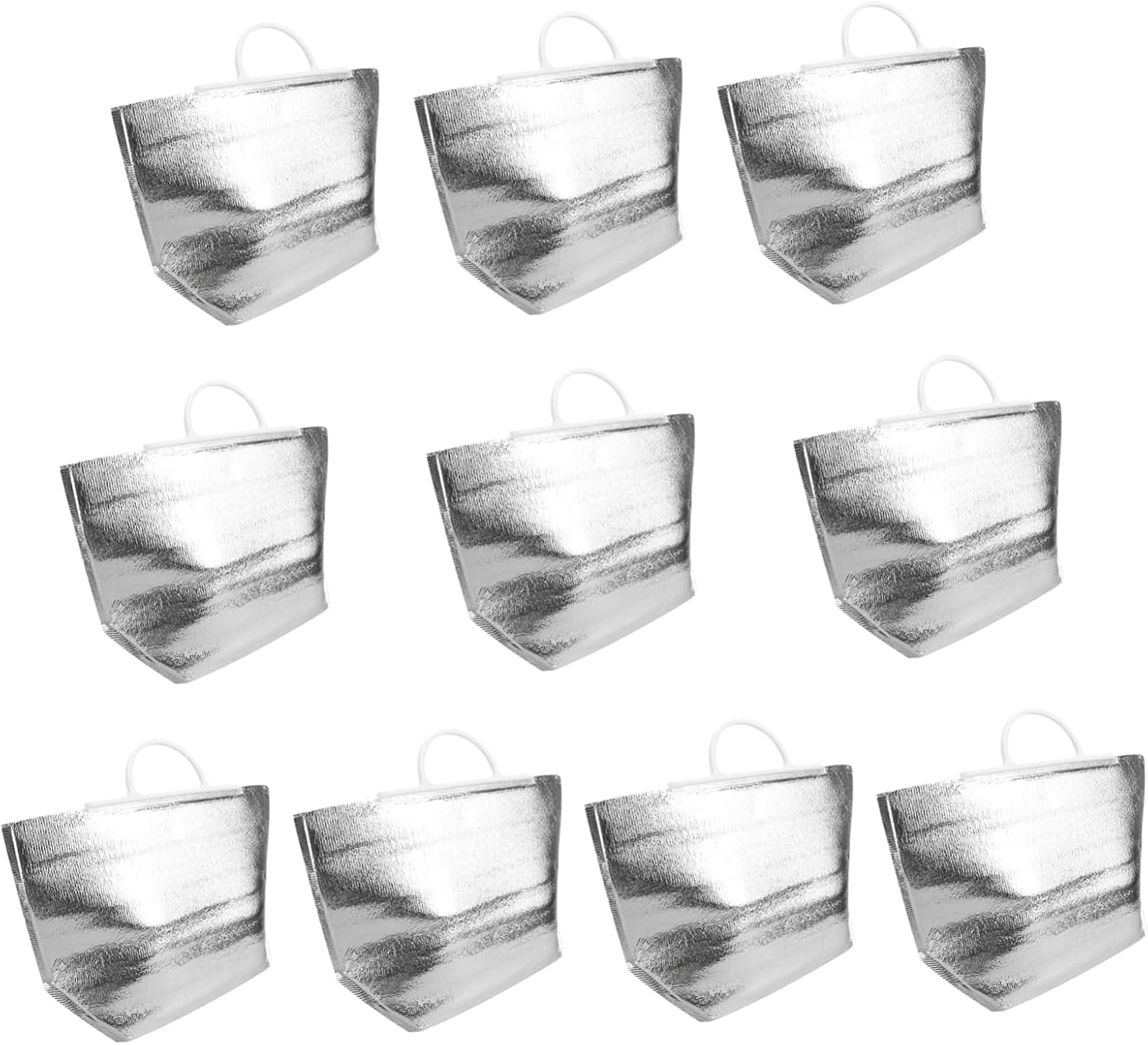 Xmas 10pcs Disposable Food Insulation Tote Bag with Handle Silver