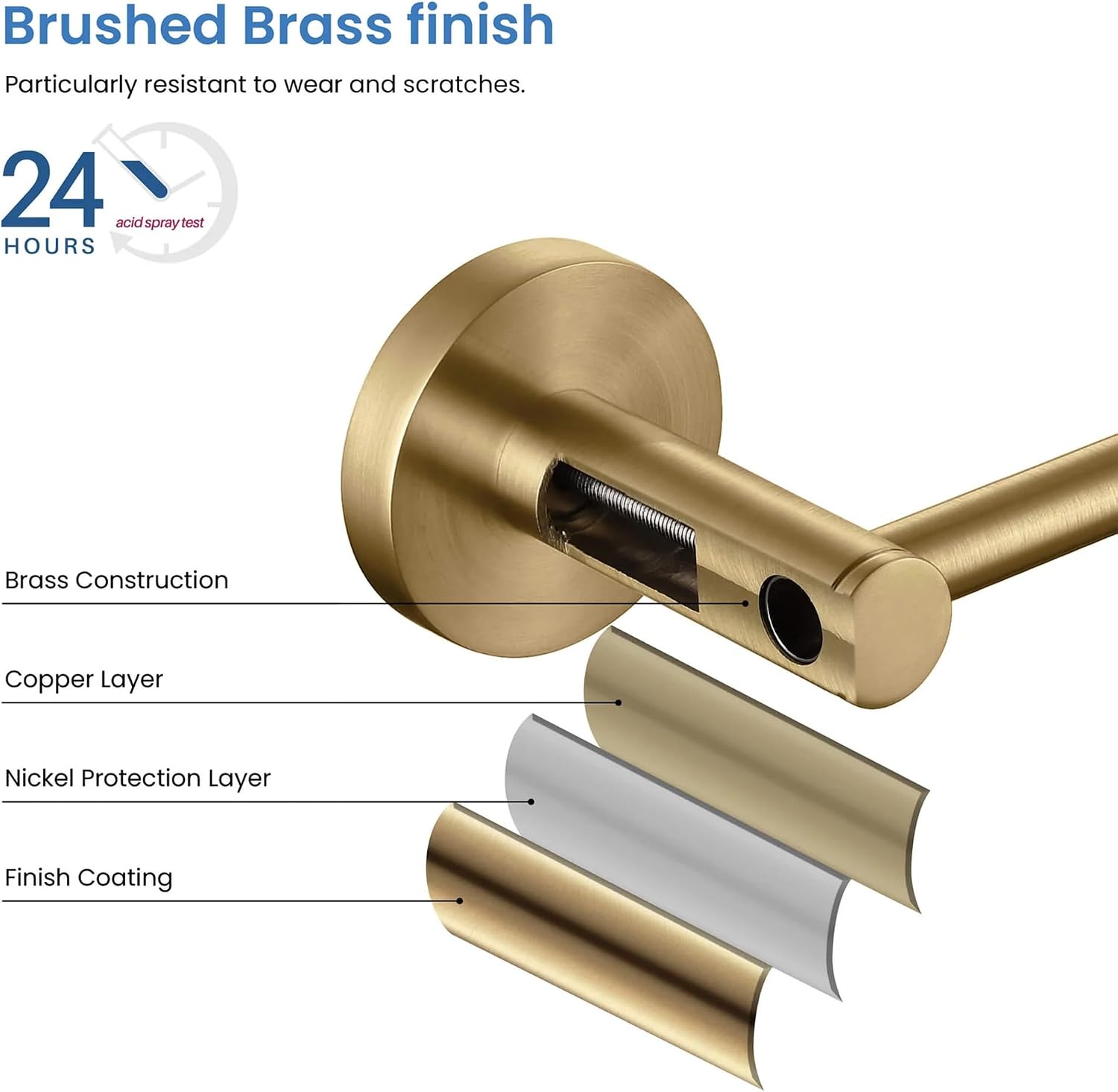 KIBI Circular 10-Inch Bathroom Towel Bar – Solid Brass Construction, Modern Space-Saving Design, Corrosion and Rust-Resistant Wall Mounted Hand Towel Holder (Brushed Brass)