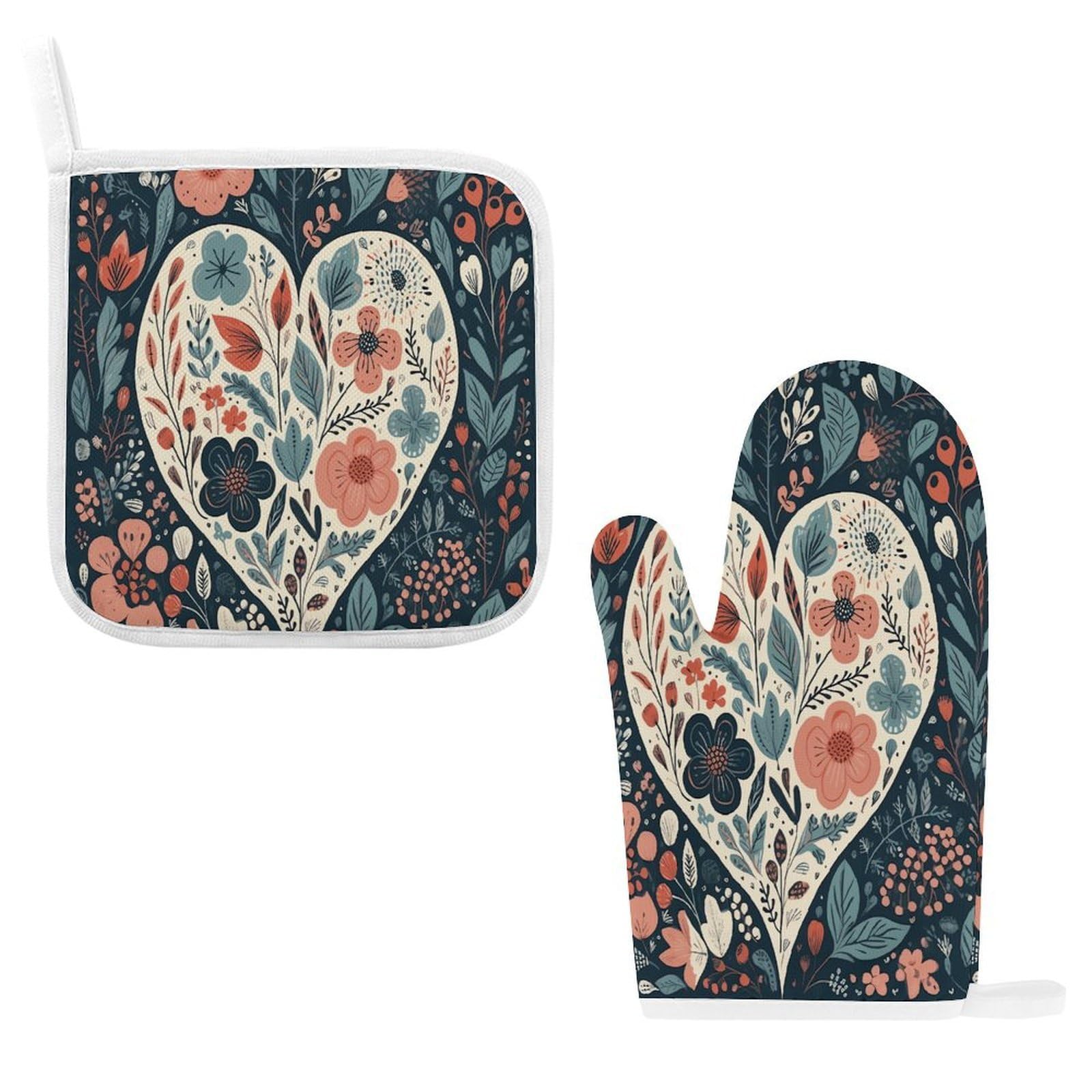 Btcowzrv Style Heart Shaped Plant Oven Mitts And Pot Holders 2Pcs Set