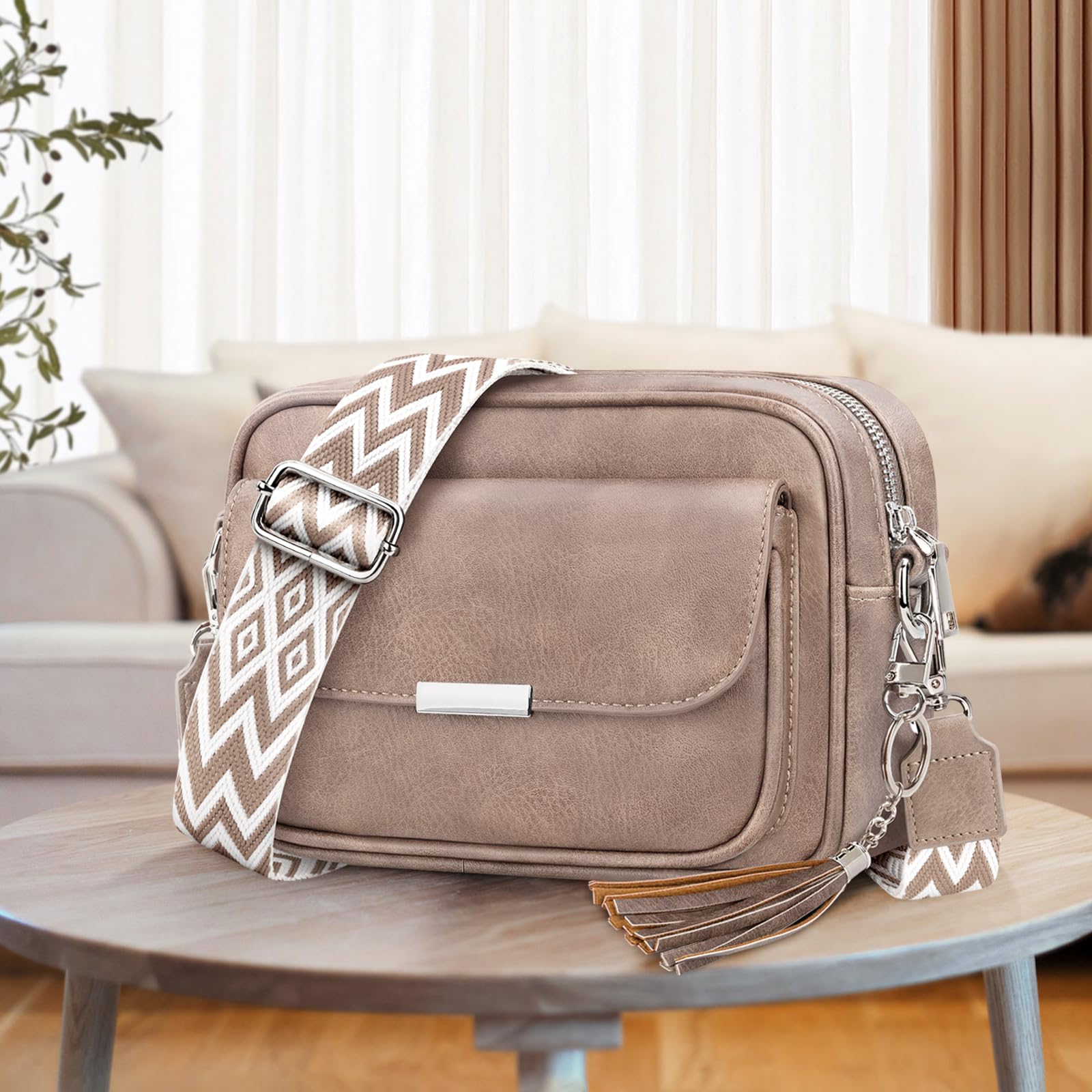 Bolso Mujer Bandolera Mediano Bolso Bandolera Mujer Piel PU Bolso Cruzado De Mujer Con Correa Ancha Ajustable Bolsos Bandolera Para Mujer Damas Compras, Viaje y Trabajo