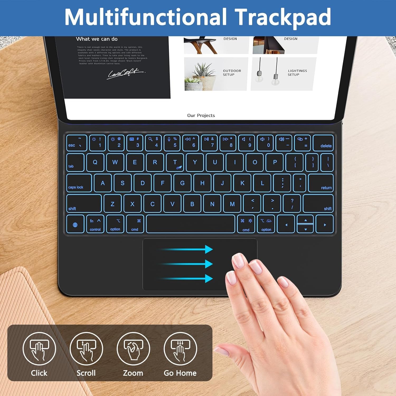 Magic Keyboard for iPad Air 13 Inch M4/M3/M2 & iPad Pro 12.9