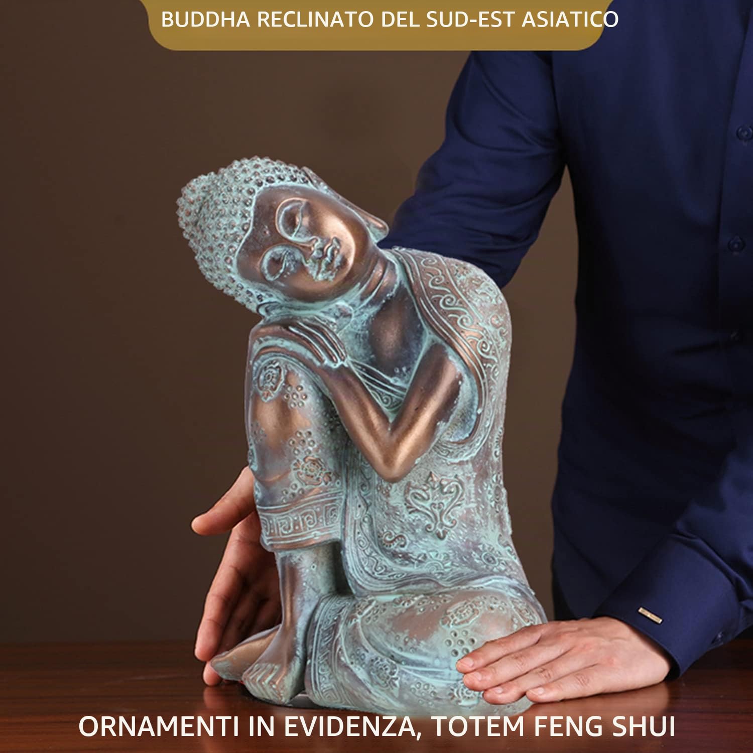 Buachois Statua di Zen Seduto,Statua Buddha Seduto,Decorazione Feng Shui in Resina,Decorazione in Stile Sudest Asiatico Statue di Buddha Scultura Dipinta a Mano Meditazione Decor