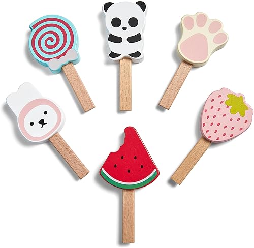 Miniatura 2 de Carrito de helado de madera con juguetes de helado, juego de simulación, accesorios de cocina con paleta de hielo, cucharada y menú, juguetes de