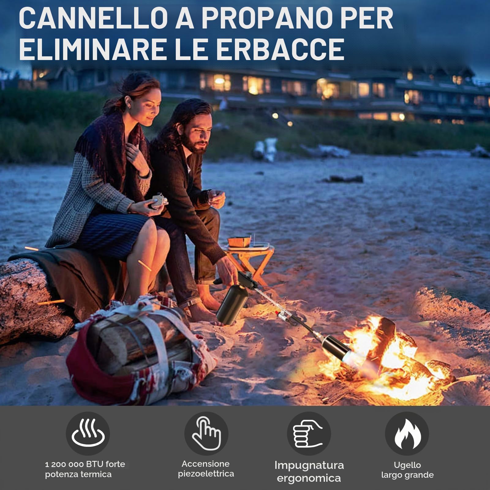 Torcia propano bruciatore erbaccia, 1.200.000 BTU ad alta uscita erbacce torcia lanciafiamme, bolla torcia con controllo fiamma e 30 "braccio lungo staccabile per giardino legno ghiaccio neve