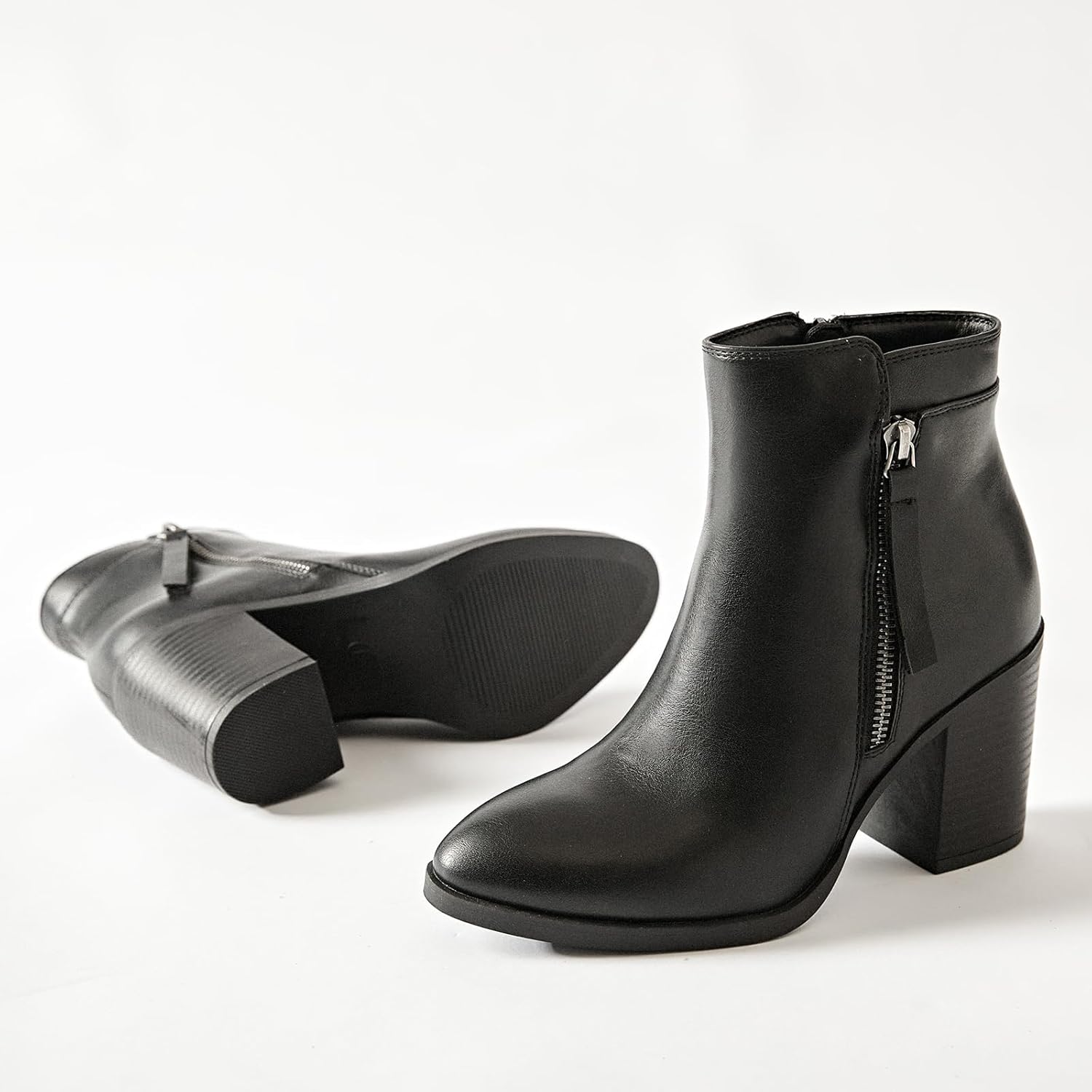 Women's Ankle Boots Low Chunky Heeled Booties Casual Comfortable Fall Winter Pointed Closed Toe Short Boots for Women. - Image 6