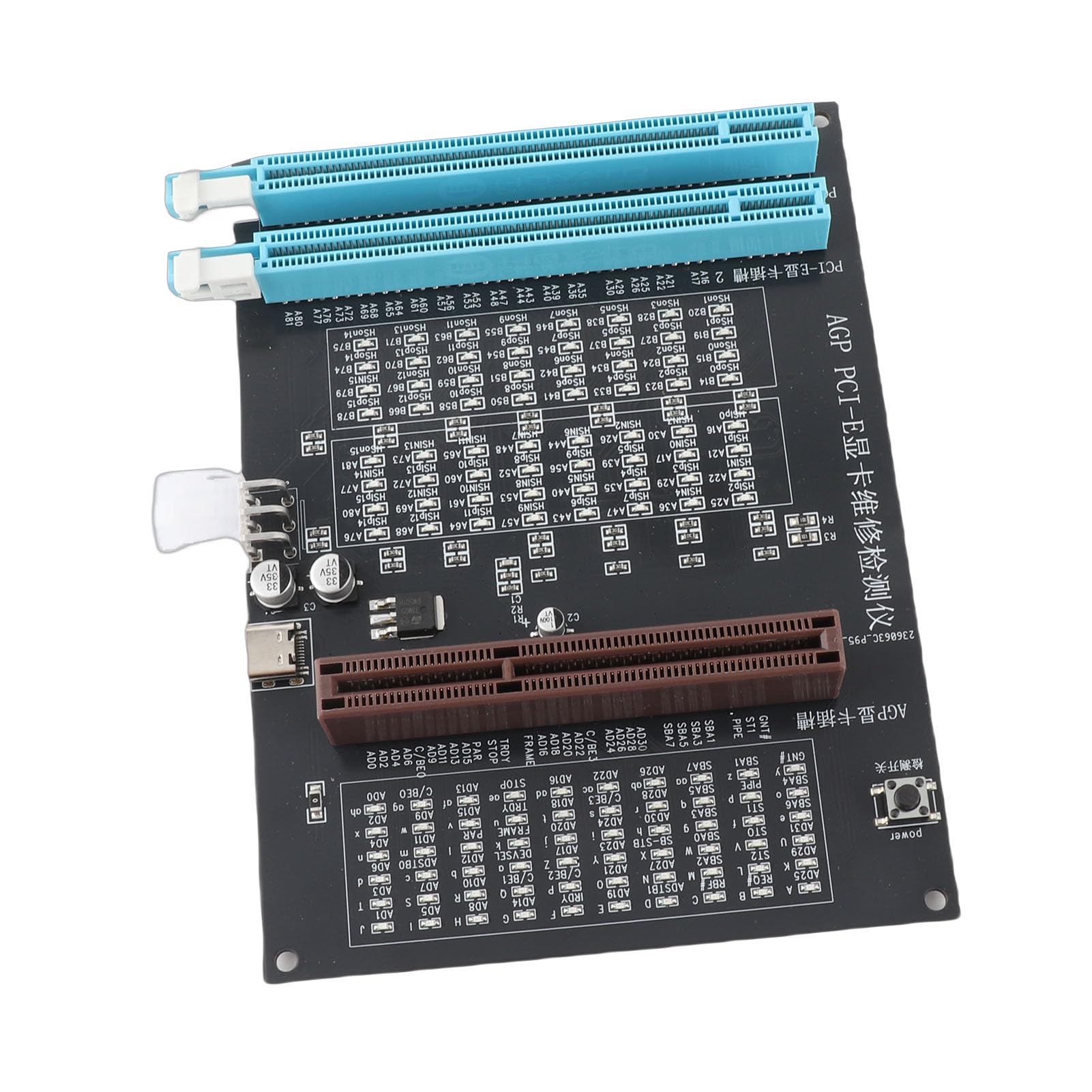 SIXRUN Tester GPU Tester per Schede Grafiche PCI AGP a Doppio Scopo con Indicatore Luminoso e Ingresso Alimentazione 12 V per Diagnosi Rapida dei Guasti, Test e Riparazione del Bus Dati