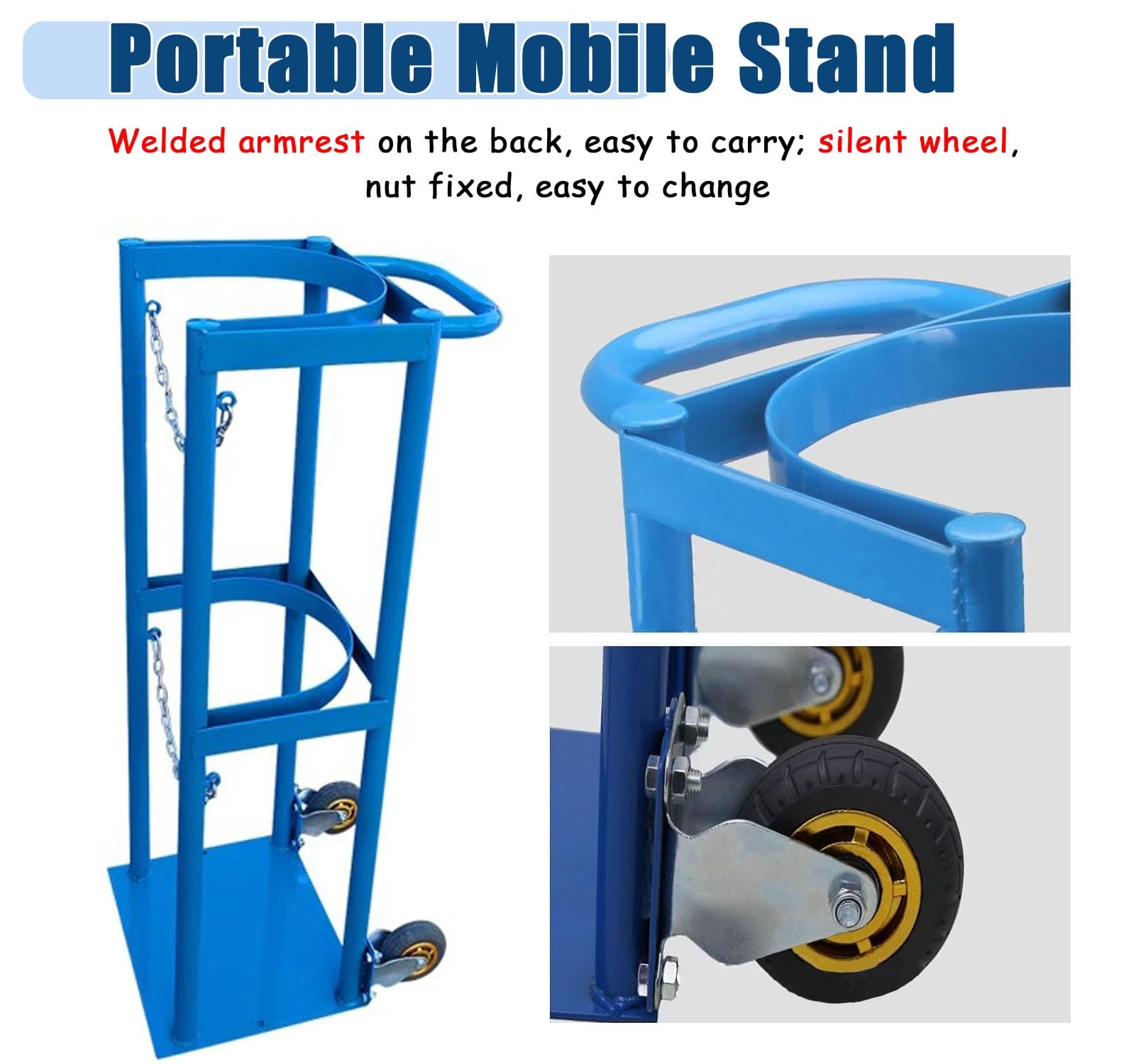 Soporte for tanque de cilindros, soporte rodante for almacenamiento oxígeno for silla transporte, carrito rectangular for nitrógeno 40 l