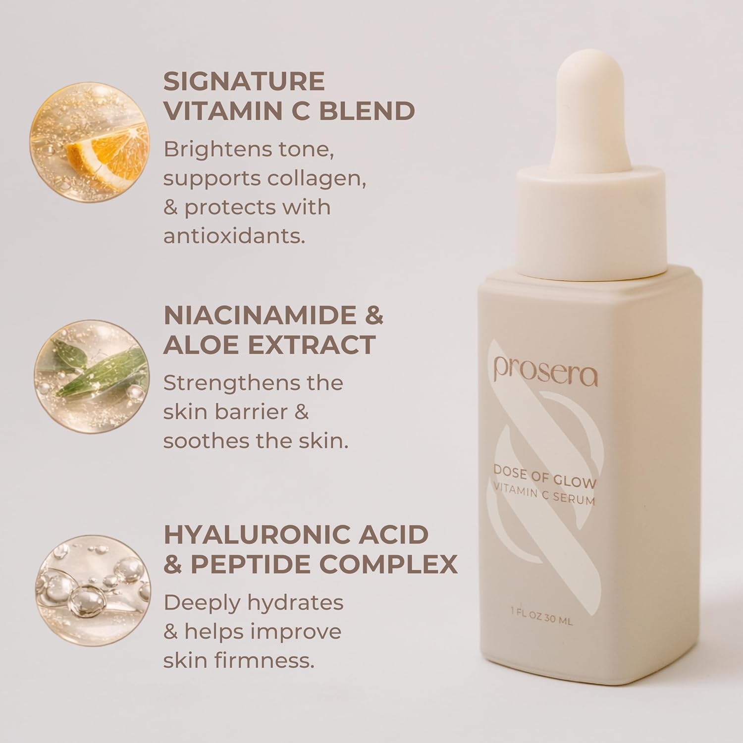 Vitamin C Serum for Face – Profesional Grade Vitamin C, Peptides, 3X Hyaluronic Acid, and Niacinamide – For Sensitive Skin and Anti-Aging – Brightens, Firms & Hydrates – All-in-One Formula – 1 oz - Image 5