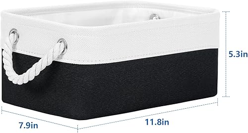 Miniatura 10 de Temary Canastas de almacenamiento pequeñas de tela para armario, paquete de 6 cajas de almacenamiento decorativas con asas de cuerda para organizar