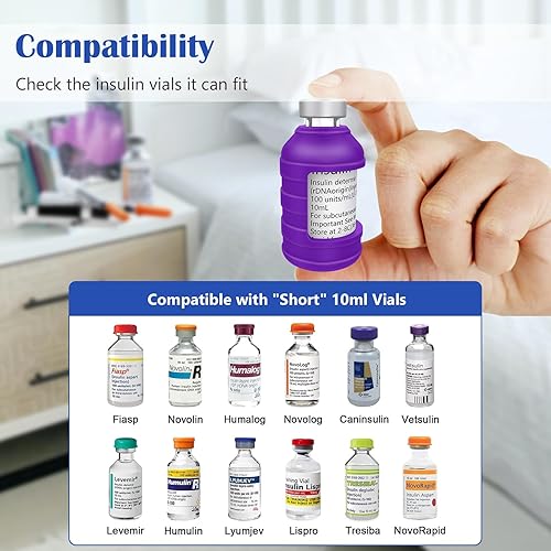 Vista 9 de Funda protectora de insulina a través de botella para diabéticos, soporte de silicona para la mayoría de los viales de insulina de 0.3 fl oz