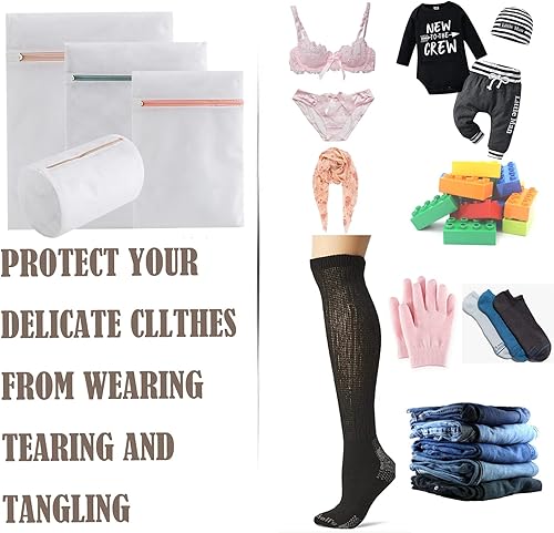 Miniatura 2 de Xducom Bolsas de lavandería de malla para delicados, juego de 4 bolsas de lencería para lavar delicados, bolsa delicada para lavadora, brasieres,