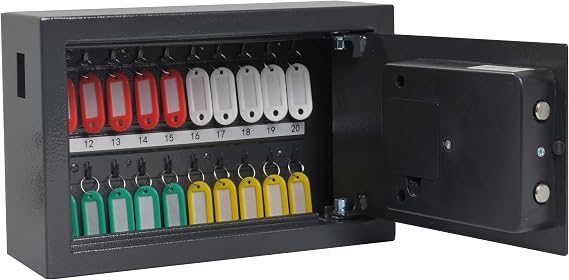 Pavo High Security Key Cabinet for 20 Keys, Grey