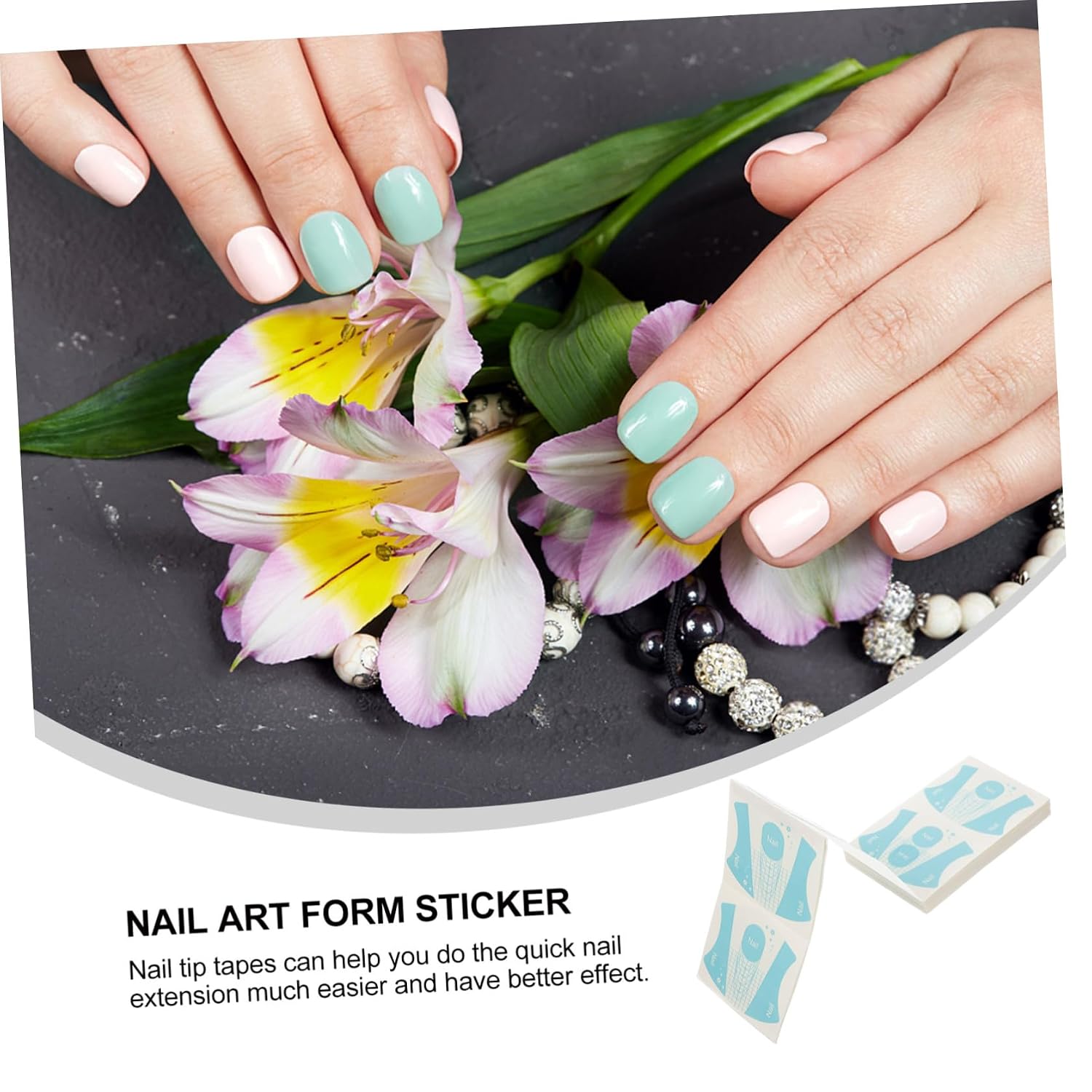 100sheets Nail Art Extension Decal Nail Tips Guide Reusable Manicure Tools for