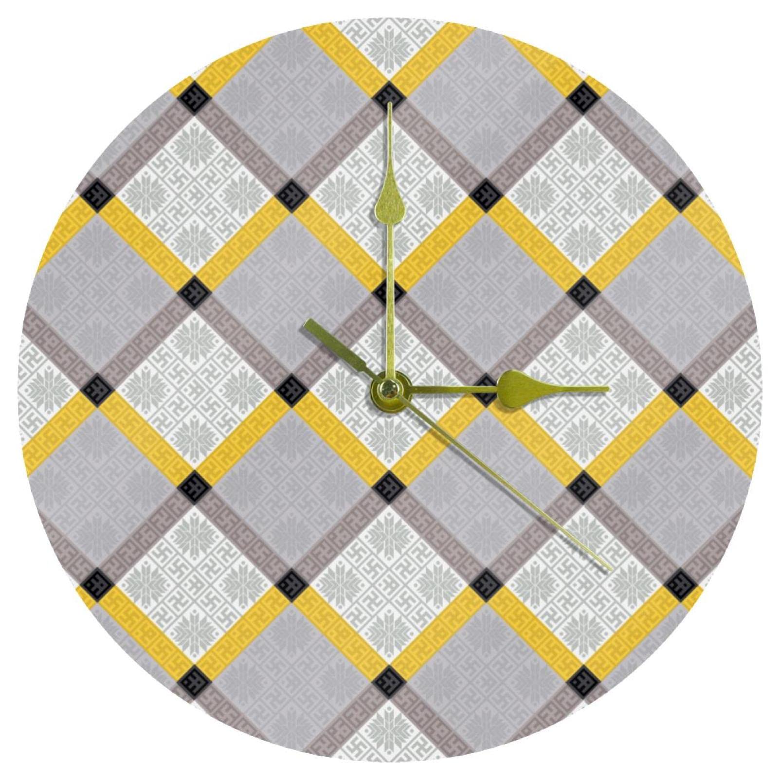 Horloge murale silencieuse sans tic-tac 24 cm en acrylique à motif Zhuang