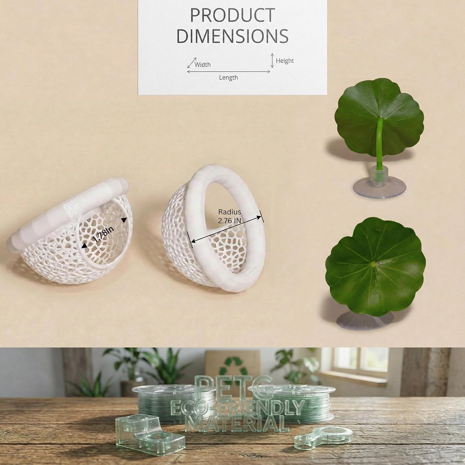 3PCS Floating Betta Hammock Cave & Feeder Ring - 3D Printed Aquarium Decor with 2 Bed Leaf, Safe Resting Spot for Betta Fish, Shrimp in Nano Fish Tanks (White) image 5